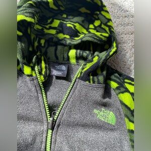 2T North Face Black and Green Fleece Hoodie